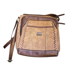 B.O.C. (Born Concept) Crossbody Shoulder Bag in Brown and Tan Faux Leather NWOT